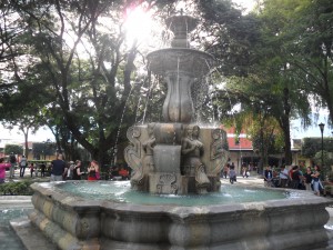 Fountain in Antigua's Central Plaza.